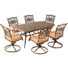Hanover Traditions 7-Piece Patio Dining Set w/ Cast-Top Dining Table & 6 Cushioned Swivel Rockers