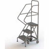 3 Step 16"W Steel Safety Angle Rolling Ladder, Grip Strut, Gray - KDEC103162