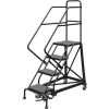 4 Step 24"W Steel Safety Angle Rolling Ladder, Perforated Tread, Gray - KDEC104246