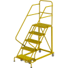5 Step 24"W Steel Safety Angle Rolling Ladder, Grip Strut, Safety Yellow - KDEC105242-Y