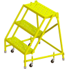 Tri Arc Perforated 24"W 3 Step Steel Rolling Ladder, 10"D Top Step - KDSR003246-Y