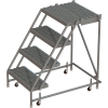 4 Step 16"W 20"D Top Step Steel Rolling Ladder, Grip Strut Tread, No Handrail - KDSR004162-D2