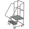 2 Step 24"W 20"D Top Step Steel Rolling Ladder, Perforated Tread, 36" Handrail - KDSR102246-D2