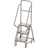3 Step 16"W 10"D Top Step Steel Rolling Ladder, Perforated Tread, 42" Handrail - KDSR103166
