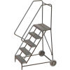 5 Step Aluminum Wheel-Barrow Style Rolling Ladder 16&quot;W X 14&quot;D Plat. Ribbed Tread - WLARTR105164