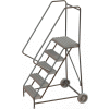 5 Step Aluminum Wheel-Barrow Style Rolling Ladder 24"W X 14"D Plat. Grip Strut Tread - WLARTR105245