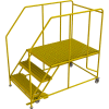 3 Step Mobile Work Platform 36"W x 48"L, 36" Handrails, Safety Yellow - WLWP133648SL-Y