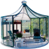 Rondo Pavilion, Aluminum Frame & Tempered Glass, 150Sq/Ft, 12' 11"L X 12' 11"W X 11' 10"H, Green