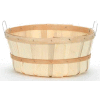1 Bushel Shallow Wood Basket with Two Metal Handles 12 Pc - Natural - Pkg Qty 12