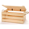 Large Wood Crate 16"W x 13"D x 8"H with Two Rope Handles & Lid 2 Pc - Natural - Pkg Qty 2