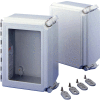 Hoffman A14128CHQRFGW Type 4 Enclosure W/Hinged Window Cover, 14" x 12" x 8", Fiberglass