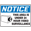 Accuform MASE806VA Notice Sign, This Area Is Under 24 Hour Video Surveillance, 10"W x 7"H, Aluminum