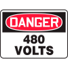 Accuform MELC059VA Danger Sign, 480 Volts, 14"W x 10"H, Aluminum