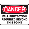 Accuform MFPR104VP Danger Sign, Fall Protection Required Beyond This Point, 10"W x 7"H, Plastic