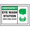 Accuform MFSD928VA Emergency Sign, Eye Wash Station Keep Area Clear (Graphic), 10"W x 7"H, Aluminum