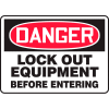 Accuform MLKT015VP Danger Sign, Lockout Equipment Before Entering, 14"W x 10"H, Plastic
