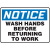 Accuform MRST813VA Notice Sign, Wash Hands Before Returning To Work, 14"W x 10"H, Aluminum