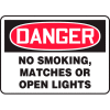 Accuform MSMK136VP Danger Sign, No Smoking, Matches Or Open Lights, 14"W x 10"H, Plastic