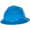 MSA V-Gard® Slotted Full-Brim Hat With 1-Touch Suspension, Blue - Pkg Qty 20