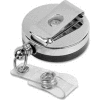 Baumgartens® Heavy-Duty ID Card Reel with Belt Clip, 30" Cord, 1-5/8" Diameter, Black/Chrome