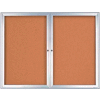 United Visual Products 48"W x 36"H 2-Door Outdoor Enclosed Corkboard with Radius Frame
