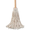 24 Oz. 54" Wooden Handle Cotton Deck Mops, White 6/Pack - UNS124C