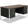 Alera Steel Desk - Double Pedestal - 60"W x 30"D x 29-1/2"H - Mocha/Black