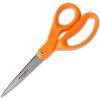 Fiskars 01-004342 Home and Office Scissors, 8 in. Length, Stainless Steel, Straight, Orange Handle