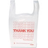 Printed &quot;Thank You&quot; Bags W/ Handles, 11-1/2&quot;W x 21&quot;L, 12.5 Micron, White, 900/Pack