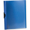 Oxford® Polypropylene No-Punch Report Cover, Letter, Clip Holds 30 Pages, Clear/Blue