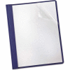Oxford® Linen Finish Clear Front Report Cover, 3 Fasteners, Letter, Navy, 25/Box