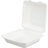 Hinged Lid Compostable Sugarcane Fiber Containers 9" x 3" x 9" - 200 Pack