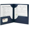 Smead® Lockit Two-Pocket Folder, Leatherette Stock, 11 x 8-1/2, Dark Blue, 25/Box