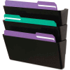 Universal Recycled Wall File, Three Pocket, Plastic, Black