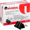 Universal® Large Binder Clips, Steel Wire, 1" Capacity, 2" Wide, Black/Silver, Dozen