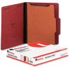 Universal® Pressboard Classification Folder, Letter, Four-Section, Red, 10/Box