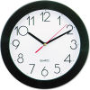 Universal&#174; Bold Round Wall Clock, 9.75" Overall Diameter, Black Case, 1 AA
