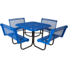 UltraPlay 46" Square Table with Four 36" Capri Seats, Diamond Metal Surface, Portable - Blue