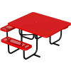 46&quot; Square Solid Top Picnic Table w/ 3 Seats, ADA Compliant, Perforated Metal, Red