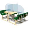 UltraPlay Outdoor 4 Student Quadruple Transforma-Desk, Green/Tan
