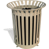 UltraPlay 36 Gallon Blue Lexington Receptacle w/Flat Lid & Liner, Plastic Decal - LX-36FT-BLU-P