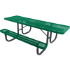 8' ADA Picnic Table, Steel, Single-Sided, 2-3/8" Frame, Perforated, Green