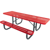 8' ADA Picnic Table, Steel, Single-Sided, 2-3/8" Frame, Perforated, Red