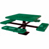 46" Single Pedestal Square Table, Surface Mount, Expanded Metal 78"W x 78"D - Green