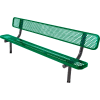 8' Bench with Back, Perforated, In Ground, Green