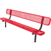 8' Bench with Back, Perforated, In Ground, Red