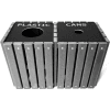 UltraPlay (2) 20 Gallon Gray Recycle Trash Receptacle w/Lid, Plastic/Can - TRSQ-40-GRY-P/C