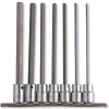 Urrea Hex Tip Socket Set, 4990-7L, 3/8" Drive, 7 Pieces, W/Clips & Rail