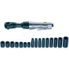 Urrea Heavy Duty Ratchet Wrench Set UP886KM, 3/8&quot; Drive, 150 RPM, 50 ft-lb, 17 Pieces