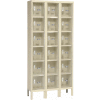 Global Industrial Six Tier 18 Door Clear View Locker, 12"Wx12"Dx12"H, Tan, Unassembled